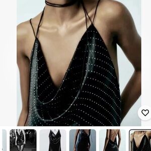 Zara Black Backless Dress with Silver Accents